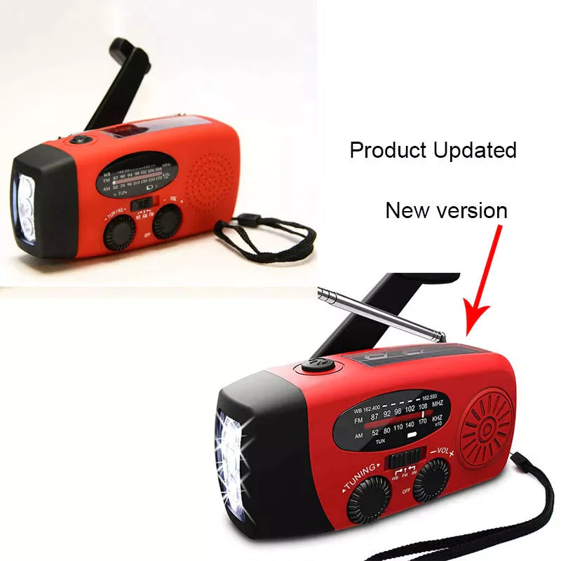Emergency Radio Crank Solar Hand Weather 1000mAh Power Bank Charger Flash Light
